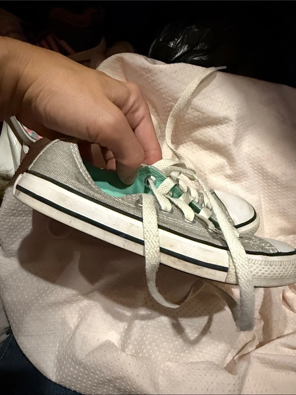 Converse All Star Kids Low-Top Canvas Sneakers in Gray with Mint Insole